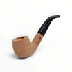 Pipa Floppypipe Primitive curva in radica naturale grezza con bocchino in metacrilato nero e foratura da 9 mm