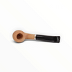 Pipa Floppypipe Primitive curva in radica naturale liscia con bocchino in metacrilato nero e foratura da 9 mm
