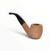 Pipa Floppypipe Primitive curva in radica naturale liscia con bocchino in metacrilato nero e foratura da 9 mm