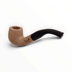 Pipa Floppypipe Primitive curva in radica naturale liscia con bocchino in metacrilato nero e foratura da 9 mm