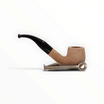 Pipa Floppypipe Primitive liscia in radica naturale chiara con bocchino nero in metacrilato e accessorio in metallo