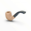 Pipa Floppypipe Primitive sabbiata curva in radica naturale con bocchino in metacrilato nero e filtro da 9 mm