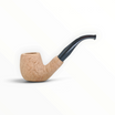 Pipa Floppypipe Primitive curva sabbiata in radica naturale con bocchino in metacrilato nero e filtro da 9 mm