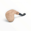 Pipa Floppypipe Primitive curva sabbiata in radica naturale chiara con bocchino in metacrilato nero, Made in Italy