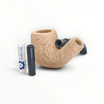 Pipa Floppypipe Primitive curva sabbiata in radica naturale con bocchino in metacrilato, filtro e riduttore inclusi