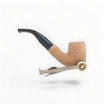 Pipa Floppypipe Primitive curva sabbiata in radica naturale con bocchino nero e accessorio pigino