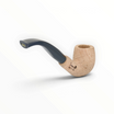 Pipa Floppypipe Primitive curva in radica naturale sabbiata con bocchino in metacrilato nero e foratura da 9 mm