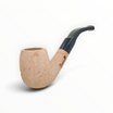 Pipa Floppypipe Primitive curva sabbiata in radica naturale con bocchino in metacrilato nero e filtro da 9 mm