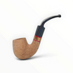 Pipa Floppypipe Primitive curva sabbiata in radica naturale con intarsio in legno e bocchino in metacrilato nero
