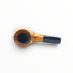 Pipa Floppypipe Radice Toto in legno di ulivo liscio con bocchino a sella nero e logo a due punti, vista dall'alto