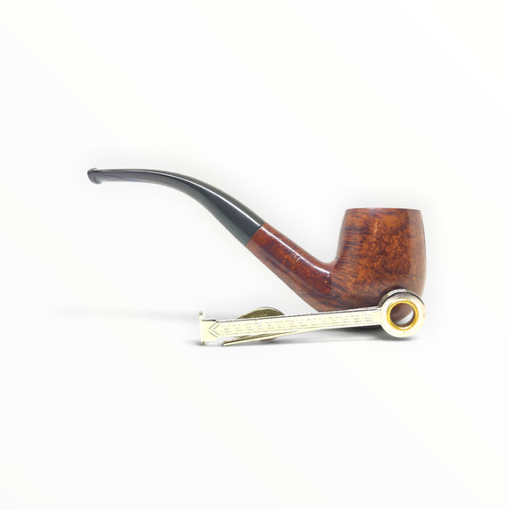 Pipa Floppypipe Savinelli Punto Oro anni '70 in radica liscia fiammata con bocchino curvo in ebanite nera
