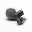 Pipa Talamona Reverse Calabash Bent Apple Chubby Sabbiata in radica nera sabbiata con bocchino in metacrilato nero.