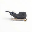 Pipa Talamona Reverse Calabash Bent Apple Chubby Sabbiata nera in radica con bocchino in metacrilato e accessori per la pulizia.