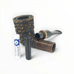 Floppypipe Pipa Talamona Rusticata Latakia 772 Dublin filtro 9mm, radica scura rusticata e finitura liscia, bocchino nero con veretta dorata.