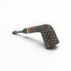 Floppypipe Pipa Talamona Rusticata Latakia 772 Dublin filtro 9mm, radica scura rusticata e finitura liscia, bocchino nero con anello dorato.