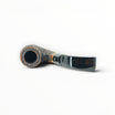 Floppypipe Pipa Talamona Rusticata Latakia Oom Paul pipe with rustic bowl, smooth shank, black mouthpiece and gold band.