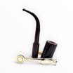 Pipetta fuma Toscani Floppypipe in radica liscia nera con bocchino in metacrilato e accessorio metallico di supporto