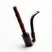 Pipetta per sigari Toscani Floppypipe in radica liscia nera con bocchino in metacrilato e sigaro inserito