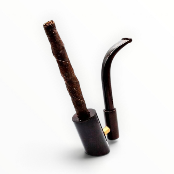 Pipetta fuma Toscani Floppypipe Gonella in radica liscia nera con bocchino in metacrilato e sigaro inserito