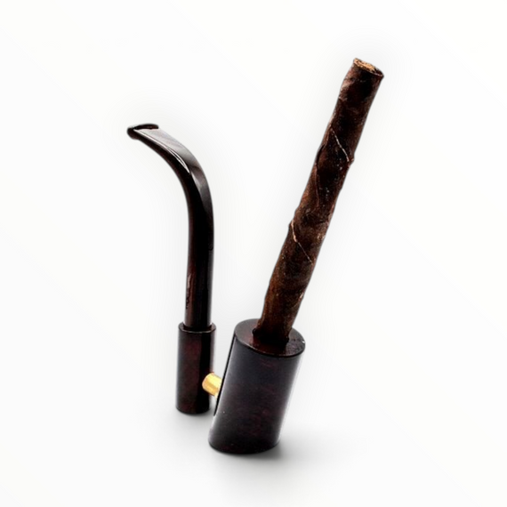 Pipetta fuma Toscani Floppypipe Gonella in radica liscia nera con bocchino in metacrilato e sigaro inserito
