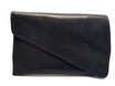 Portatabacco Floppypipe in vera pelle nera, design artigianale italiano compatto con chiusura a bottone.