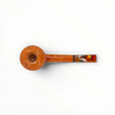 Floppypipe Pipa Pascucci Rhodesian pipe with long shank, smooth briar bowl and marbled amber acrylic mouthpiece.