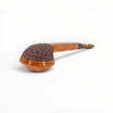 Floppypipe Pipa Pascucci Rhodesian pipe with smooth briar bowl top and dark sandblasted base, long shank, amber marbled mouthpiece.