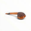 Floppypipe Pipa Pascucci Rhodesian Long Shank pipe, smooth briar bowl top, dark sandblasted base, amber marbled methacrylate mouthpiece.