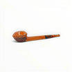Floppypipe Pipa Pascucci Rhodesian Long Shank pipe, smooth briar bowl top, dark sandblasted lower bowl, amber marbled mouthpiece.