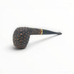 Floppypipe Pipa Talamona Rusticata Latakia 822 apple pipe with 9mm filter and adapter. Rustic dark briar bowl with smooth natural briar section and gold band.