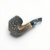 Floppypipe Pipa Talamona Rusticata Latakia 863 Bent Apple pipe with rustic bowl, smooth briar shank, black stem and gold band