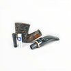 Floppypipe Pipa Talamona Rusticata Latakia 807 Bent Dublin pipe with rustic bowl, smooth stem, gold band and black mouthpiece. Includes 9mm filter and adapter.