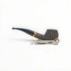 Floppypipe Pipa Talamona Rusticata Latakia 772 Bent Prince pipe with black mouthpiece and gold band, 9mm filter