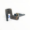Floppypipe Pipa Talamona Rusticata Latakia 806 Billiard pipe with rustic dark briar bowl and smooth natural briar shank, black mouthpiece with gold band.
