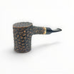 Floppypipe Pipa Talamona Rusticata Latakia 855 cherrywood pipe with 9mm filter and adapter. Rustic dark finish with smooth natural briar section and gold band.