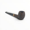 Floppypipe Pipa Talamona Rusticata Latakia 822 apple pipe with 9mm filter and adapter. Rustic dark briar bowl with smooth natural briar shank and black stem.