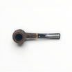 Floppypipe Pipa Talamona Rusticata Latakia 822 apple pipe with 9mm filter and adapter. Rustic dark briar bowl with smooth natural briar section and gold band.