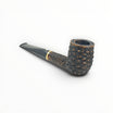 Floppypipe Pipa Talamona Rusticata Latakia 806 billiard pipe with 9mm filter and adapter. Dark rustic finish with smooth natural briar section and gold band.