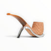 Pipa Floppypipe Savinelli Dune 601 in radica naturale con finitura ondulata e bocchino curvo in metacrilato beige