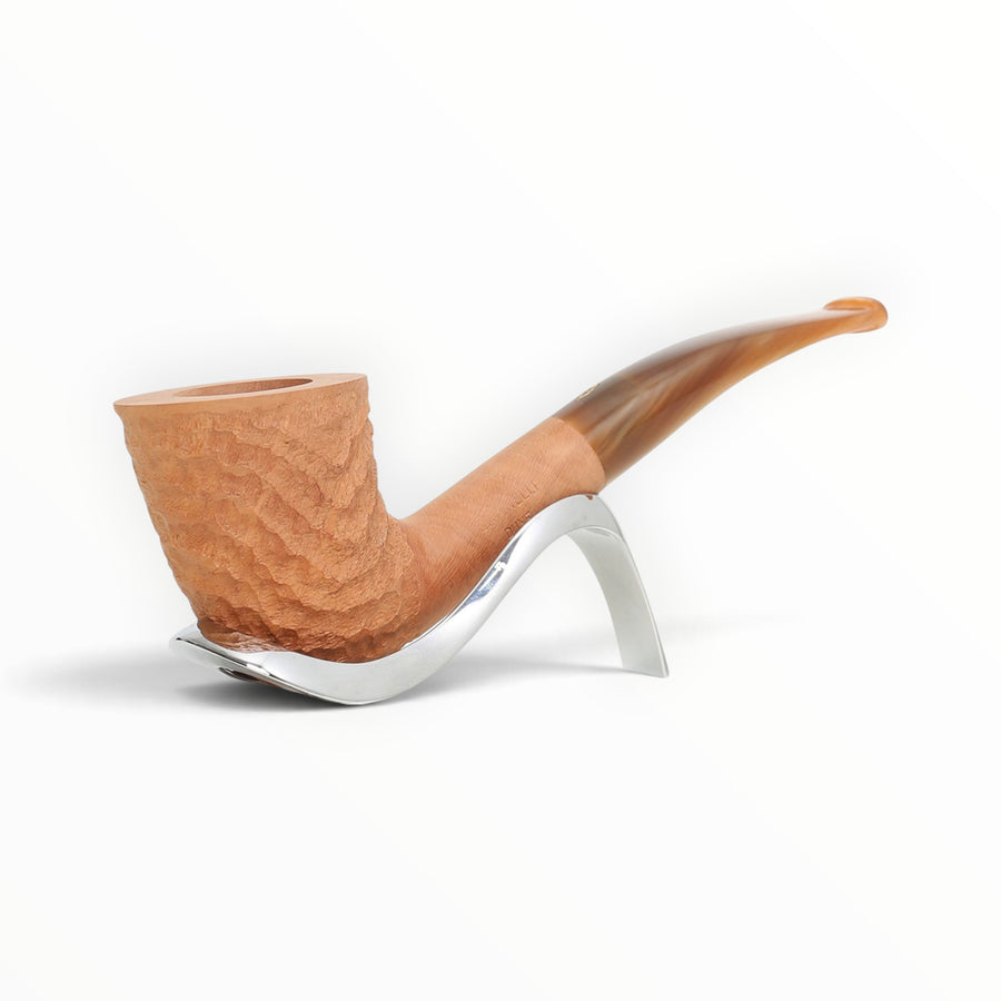 Pipa Floppypipe Savinelli Dune Naturale 920 KS in radica chiara con finitura ondulata e bocchino in metacrilato sabbia
