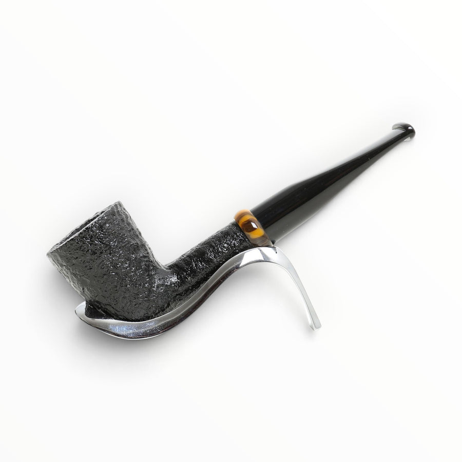 Pipa Floppypipe Savinelli Elita 409 Dublin dritta con finitura sabbiata nera e anello marmorizzato color ambra