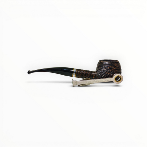 Pipa Savinelli Piazza di Spagna 315 KS rusticata con bocchino nero e ghiera metallica, venduta da Floppypipe.