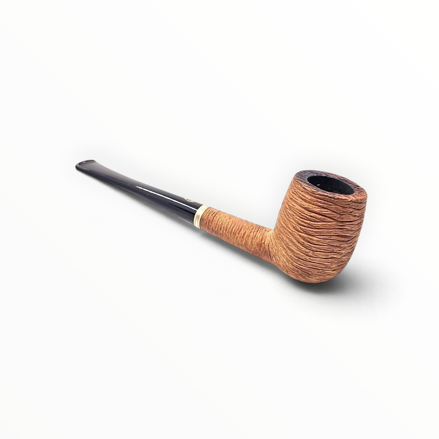 Pipa Floppypipe Savinelli Petite Rusticata Billiard 105 in radica naturale con finitura rustica e bocchino nero