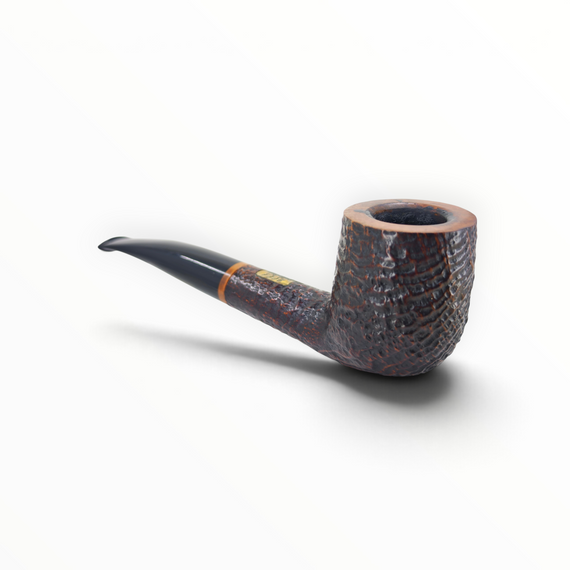 Pipa Floppypipe Savinelli Collection 2001 sabbiata scura, forma half-bent billiard con bocchino in metacrilato nero.