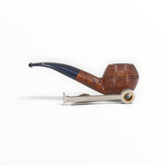 Pipa Floppypipe Savinelli Punto Oro 673 Bent Rhodesian in radica liscia con bocchino nero e venature naturali