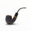 Pipa Floppypipe Savinelli Punto Oro Mister G 614 KS rusticata marrone con bocchino curvo in ebanite nera.