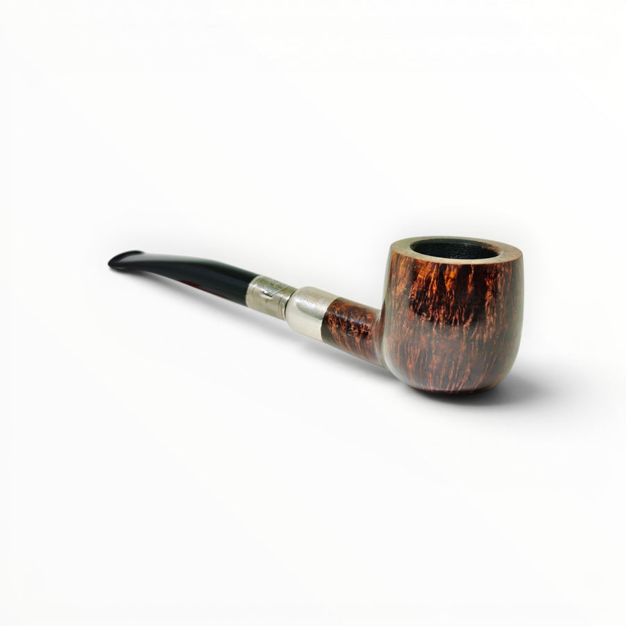 Pipa Floppypipe Savinelli Spigot 122 Pot in radica liscia marrone con ghiera in argento e bocchino nero