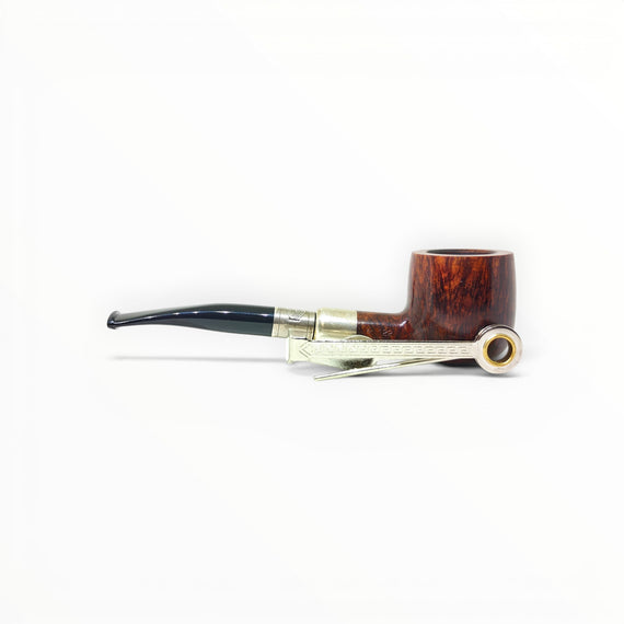 Pipa Floppypipe Savinelli Spigot 122 Pot in radica liscia marrone con ghiera in argento e bocchino nero