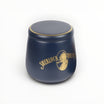 Set Floppypipe Sherlock Holmes in ceramica blu notte con vaso per tabacco, battipipa e posapipe con dettagli dorati