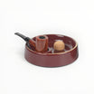 Set Floppypipe Sherlock Holmes bordeaux in ceramica con vaso per tabacco, battipipa e posapipe con profili dorati